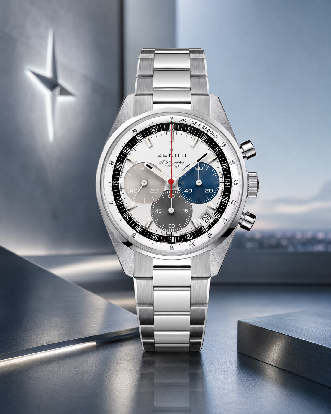 Cronógrafo Zenith El Primero en una composición con la estrella de la marca